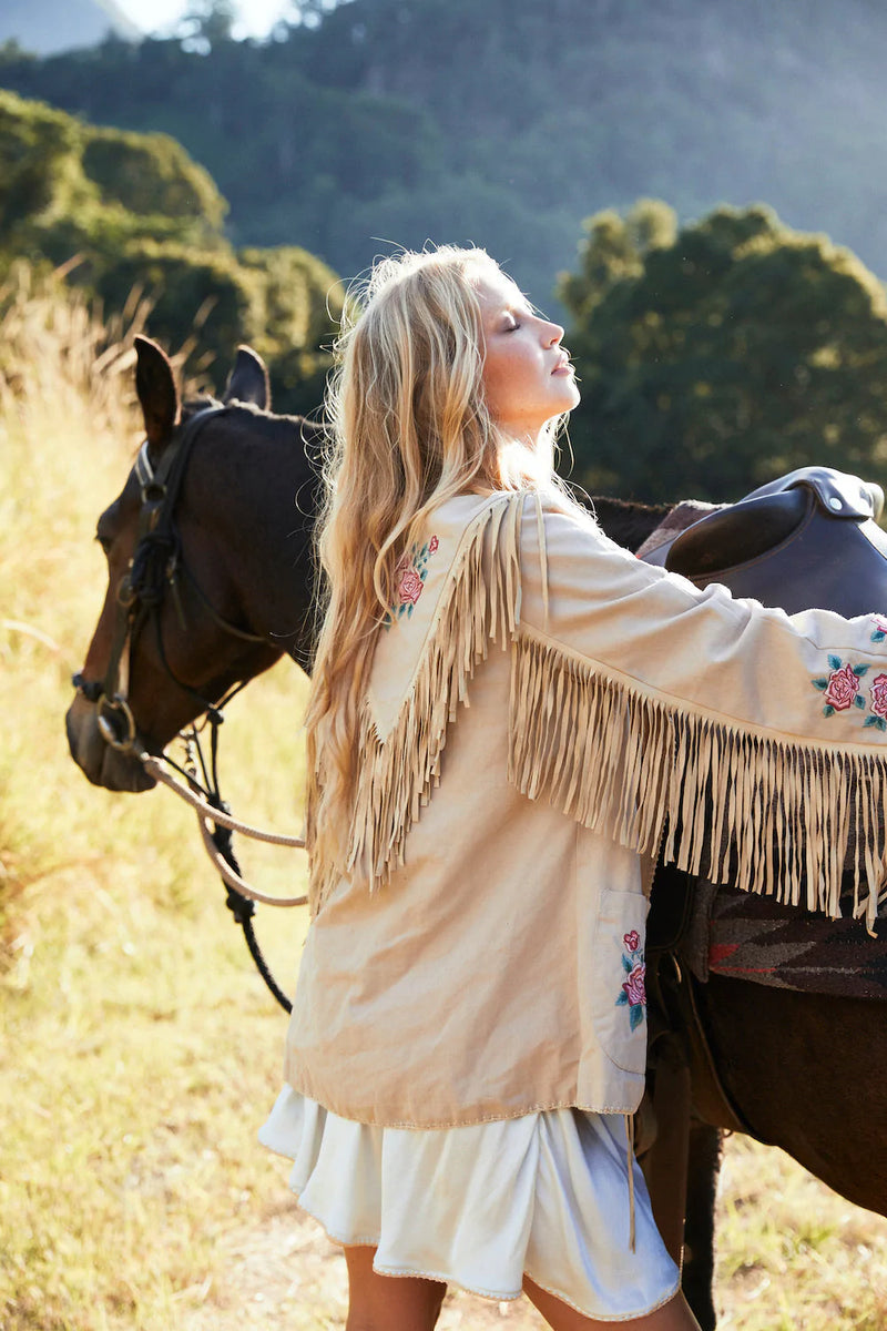 💗 Beds Are Burning Cotton Twill And Suede Jacket - Chasing Unicorns