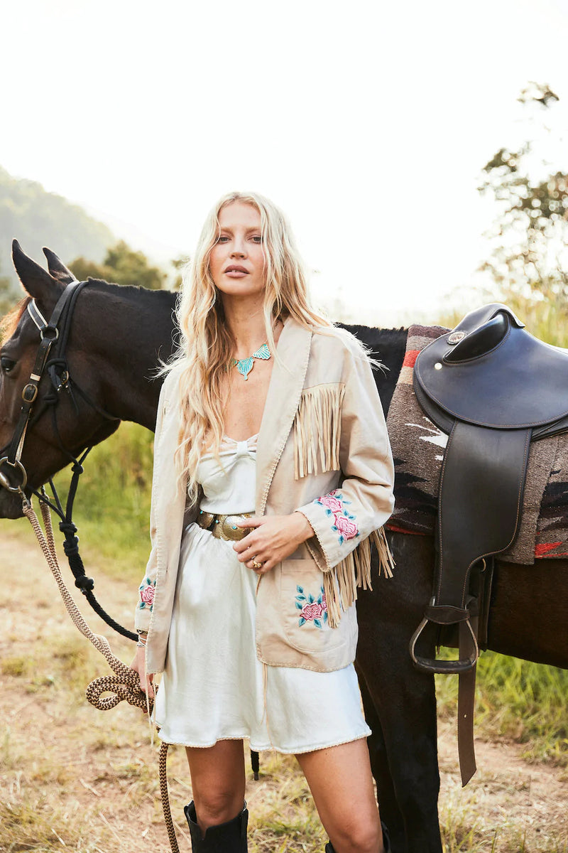 💗 Beds Are Burning Cotton Twill And Suede Jacket - Chasing Unicorns