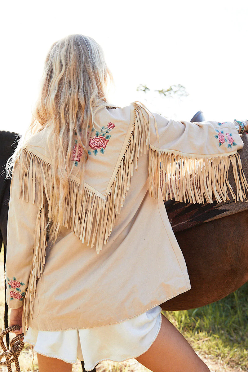 💗 Beds Are Burning Cotton Twill And Suede Jacket - Chasing Unicorns