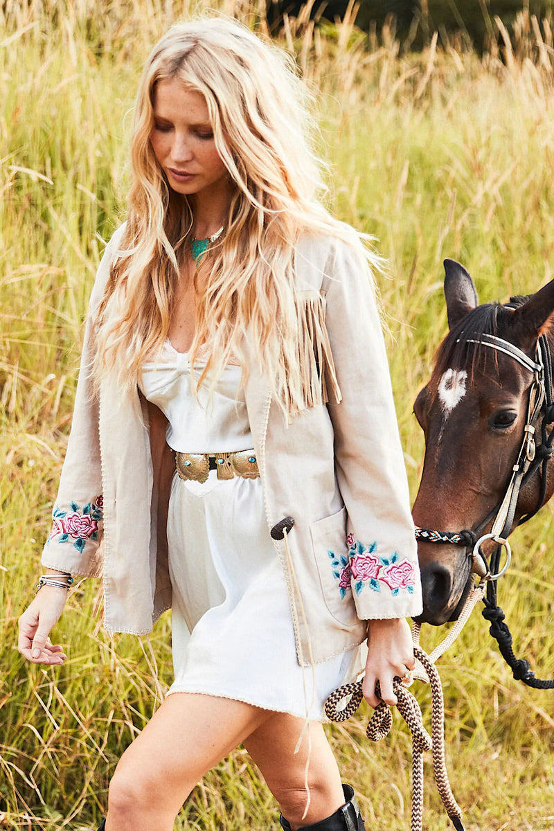 💗 Beds Are Burning Cotton Twill And Suede Jacket - Chasing Unicorns