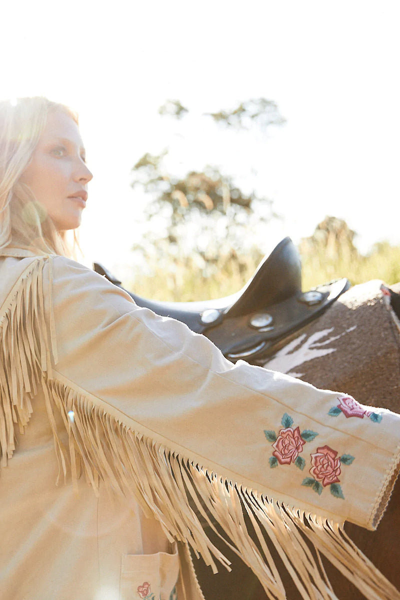 💗 Beds Are Burning Cotton Twill And Suede Jacket - Chasing Unicorns