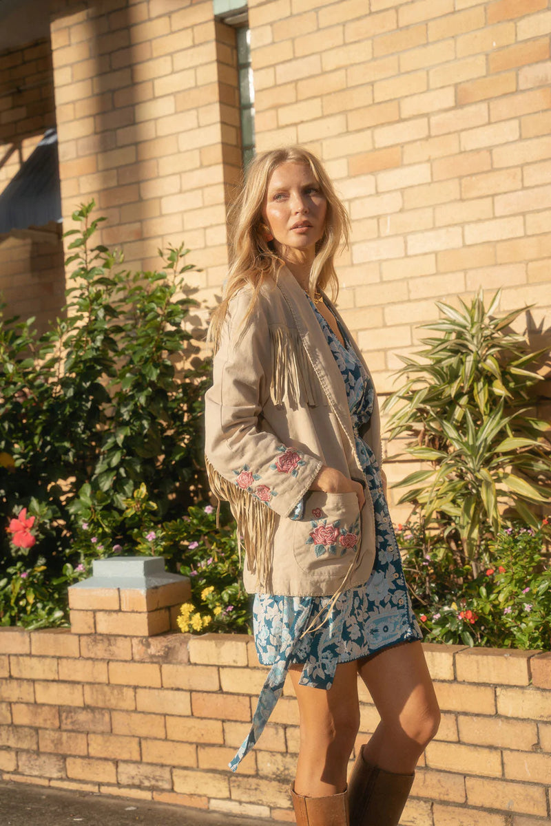 💗 Beds Are Burning Cotton Twill And Suede Jacket - Chasing Unicorns