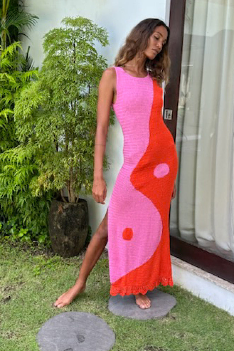 Black Summer Hand Crochet Maxi Dress - Red - Chasing Unicorns