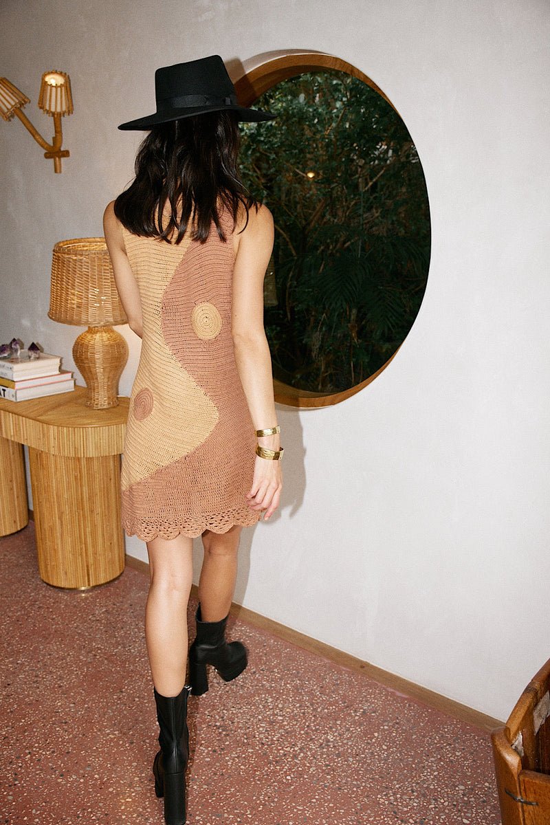 Black Summer Hand Crochet Mini Dress - sand - Chasing Unicorns