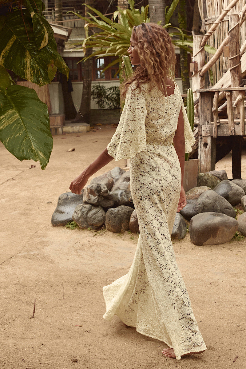 Blue Moon Lace + Cord Embroidered Maxi Dress - Chasing Unicorns