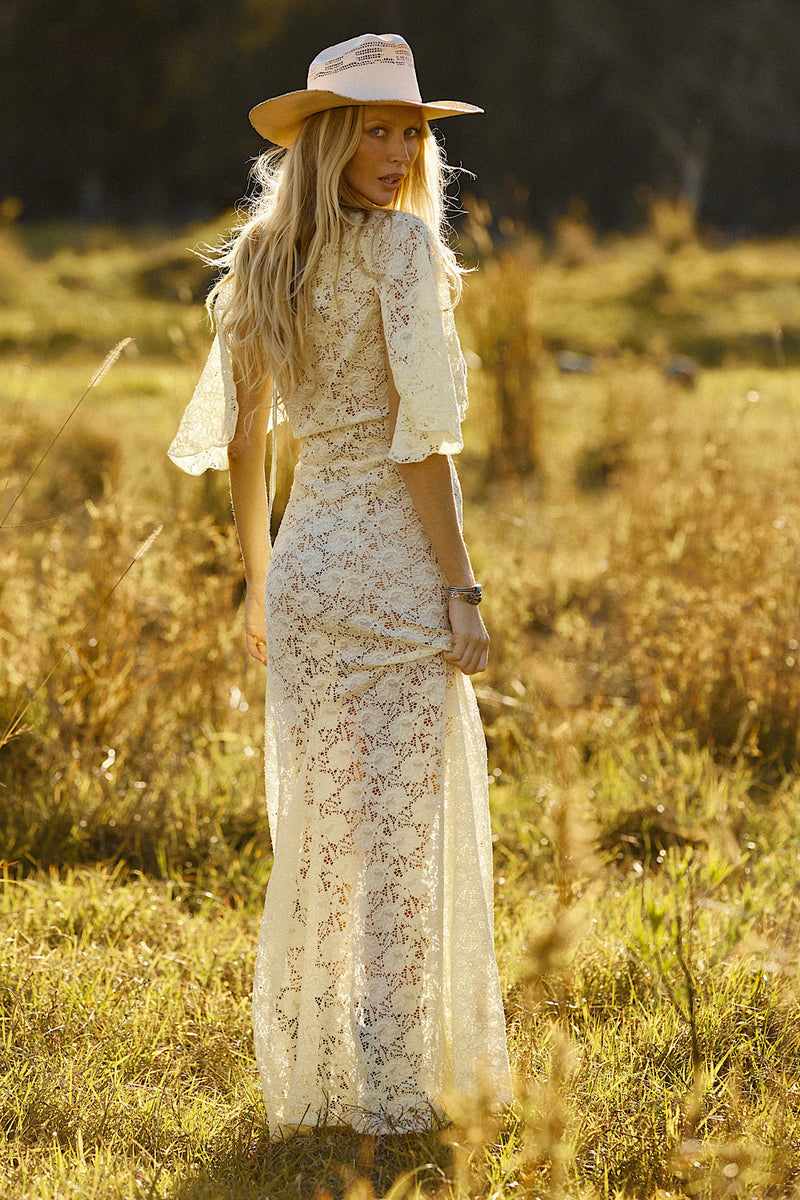 Blue Moon Lace + Cord Embroidered Maxi Dress - Chasing Unicorns