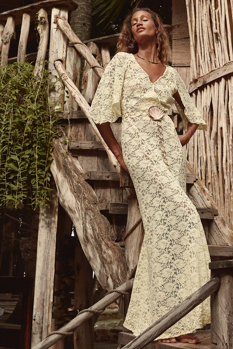 Blue Moon Lace + Cord Embroidered Maxi Dress - Chasing Unicorns