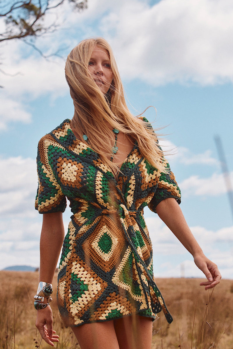 Blues Before Sunrise Crochet Robe Dress - Chasing Unicorns