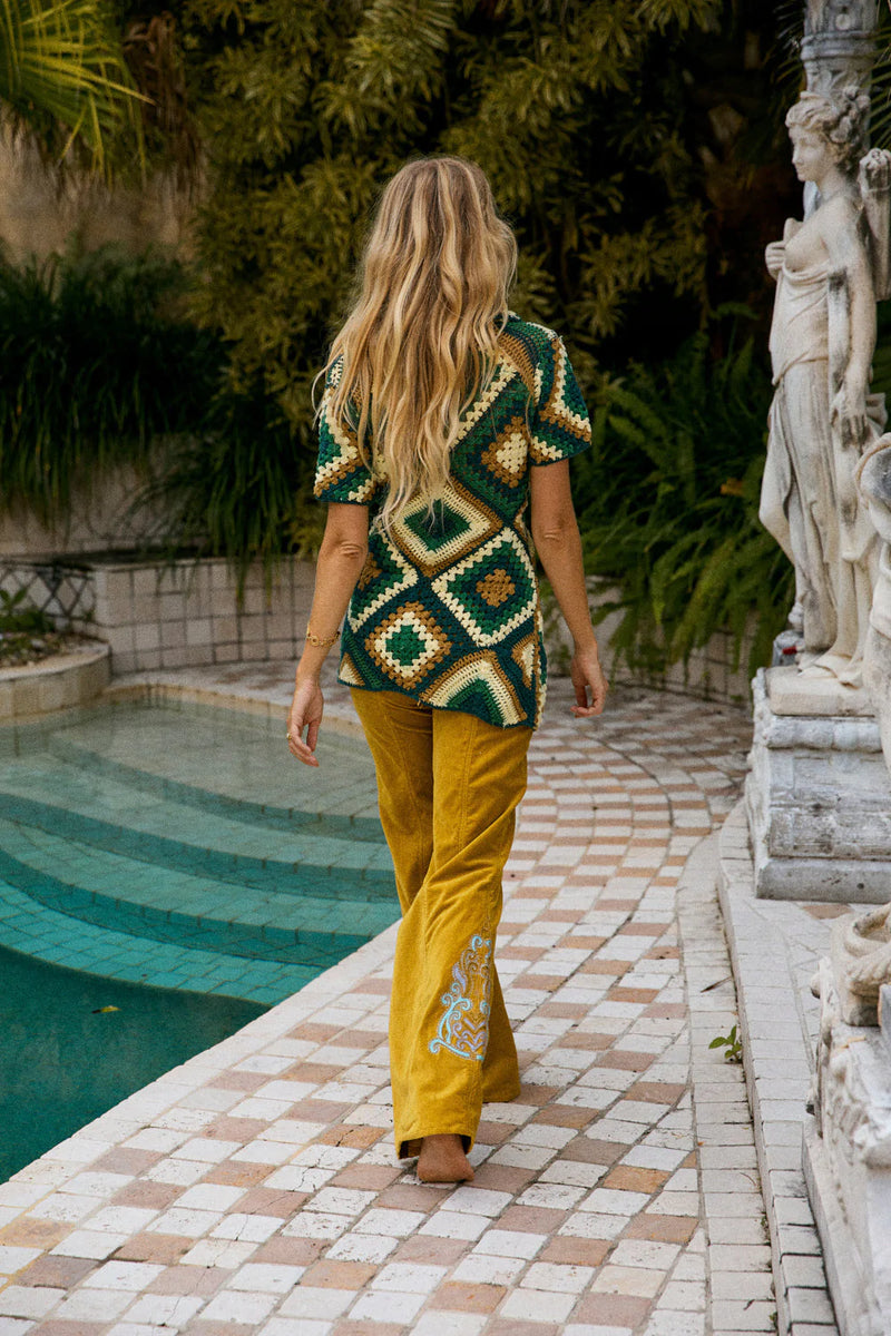 Blues Before Sunrise Crochet Robe Dress - green - Chasing Unicorns