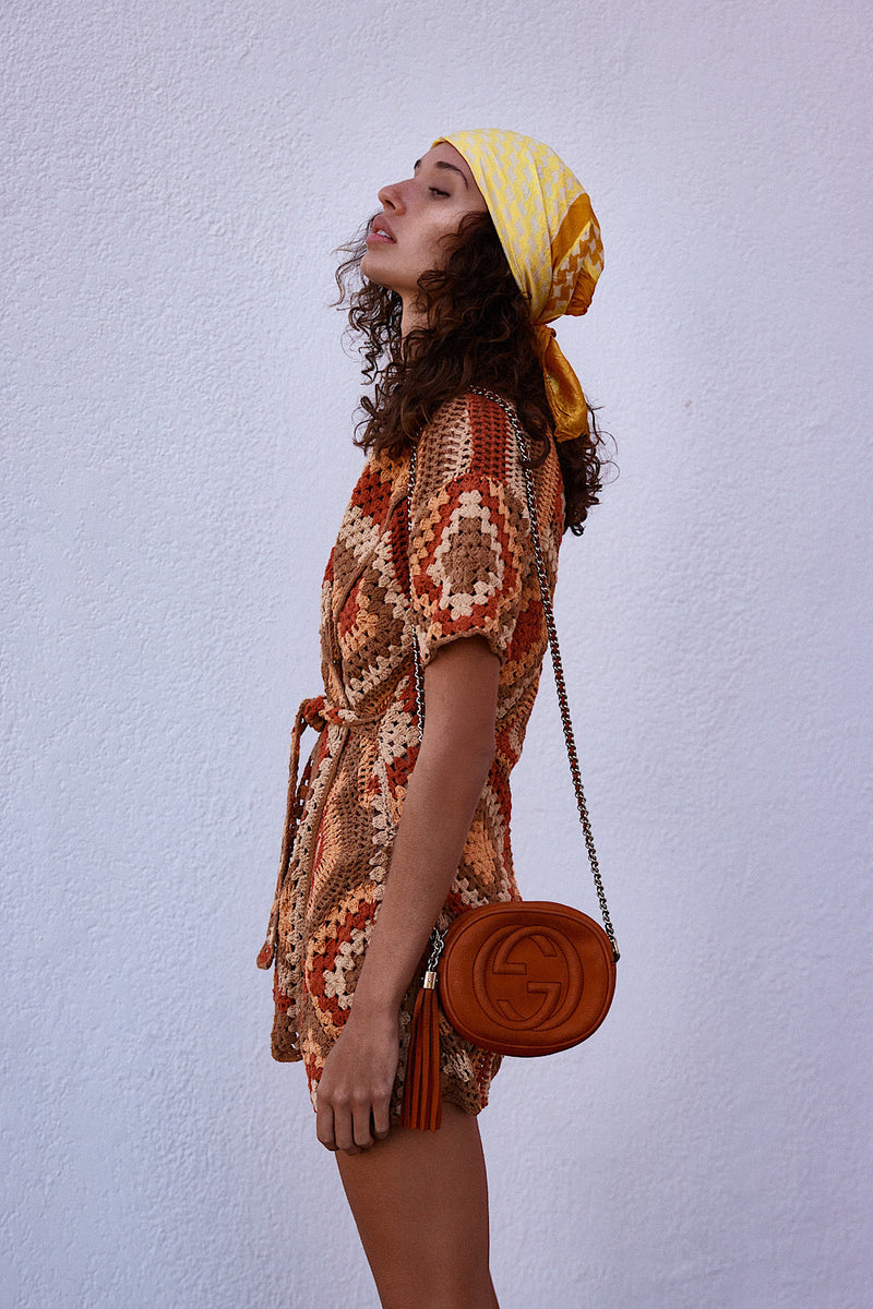 Blues Before Sunrise Crochet Robe Dress - Rust - Chasing Unicorns