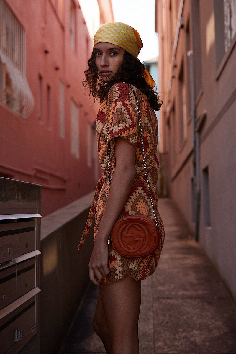 Blues Before Sunrise Crochet Robe Dress - Rust - Chasing Unicorns