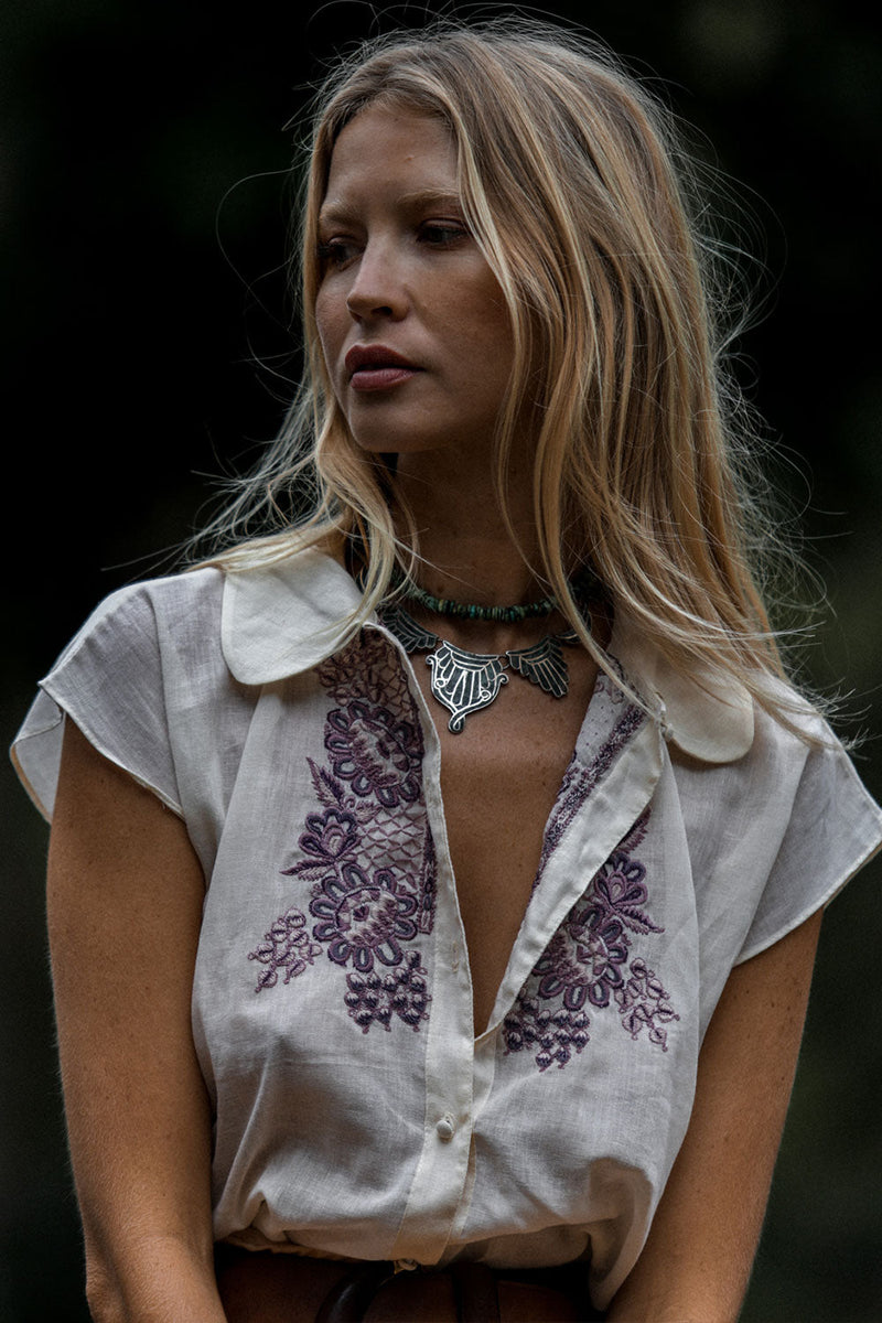 Bonita Blouse - Lavender Floral - Chasing Unicorns