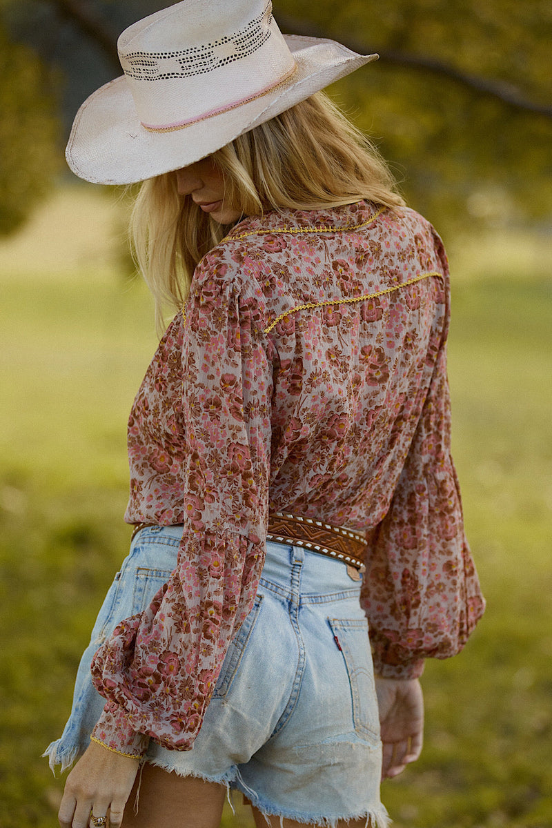 Break On Through Cotton Gauze Poet Sleeve Blouse - Golden Meadow - Chasing Unicorns