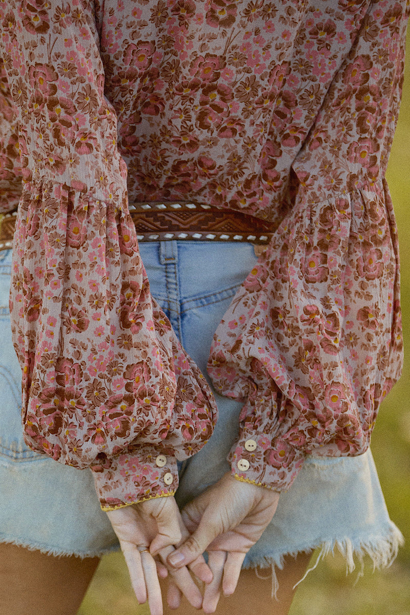 Break On Through Cotton Gauze Poet Sleeve Blouse - Golden Meadow - Chasing Unicorns