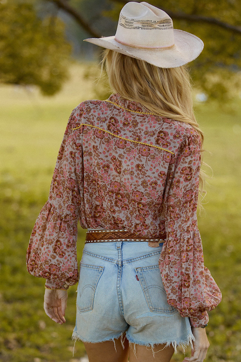 Break On Through Cotton Gauze Poet Sleeve Blouse - Golden Meadow - Chasing Unicorns