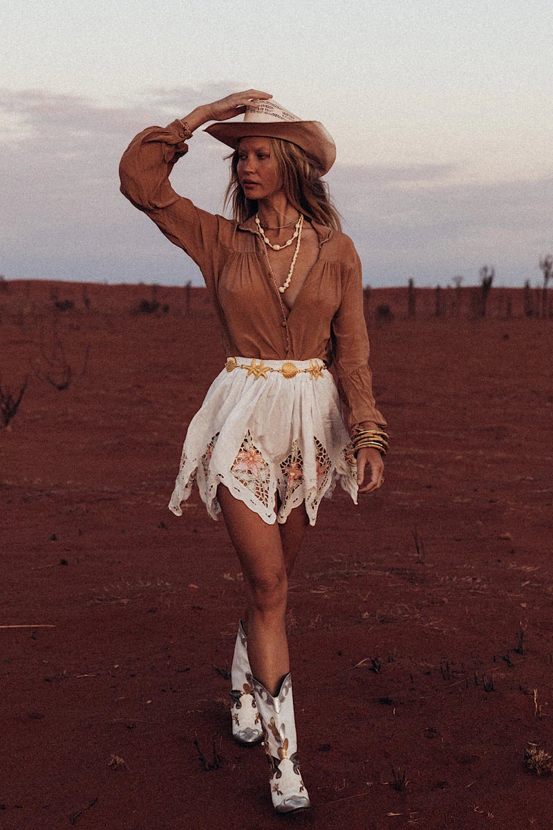 Break On Through Silk Crepe Blouse - Caramel - Chasing Unicorns