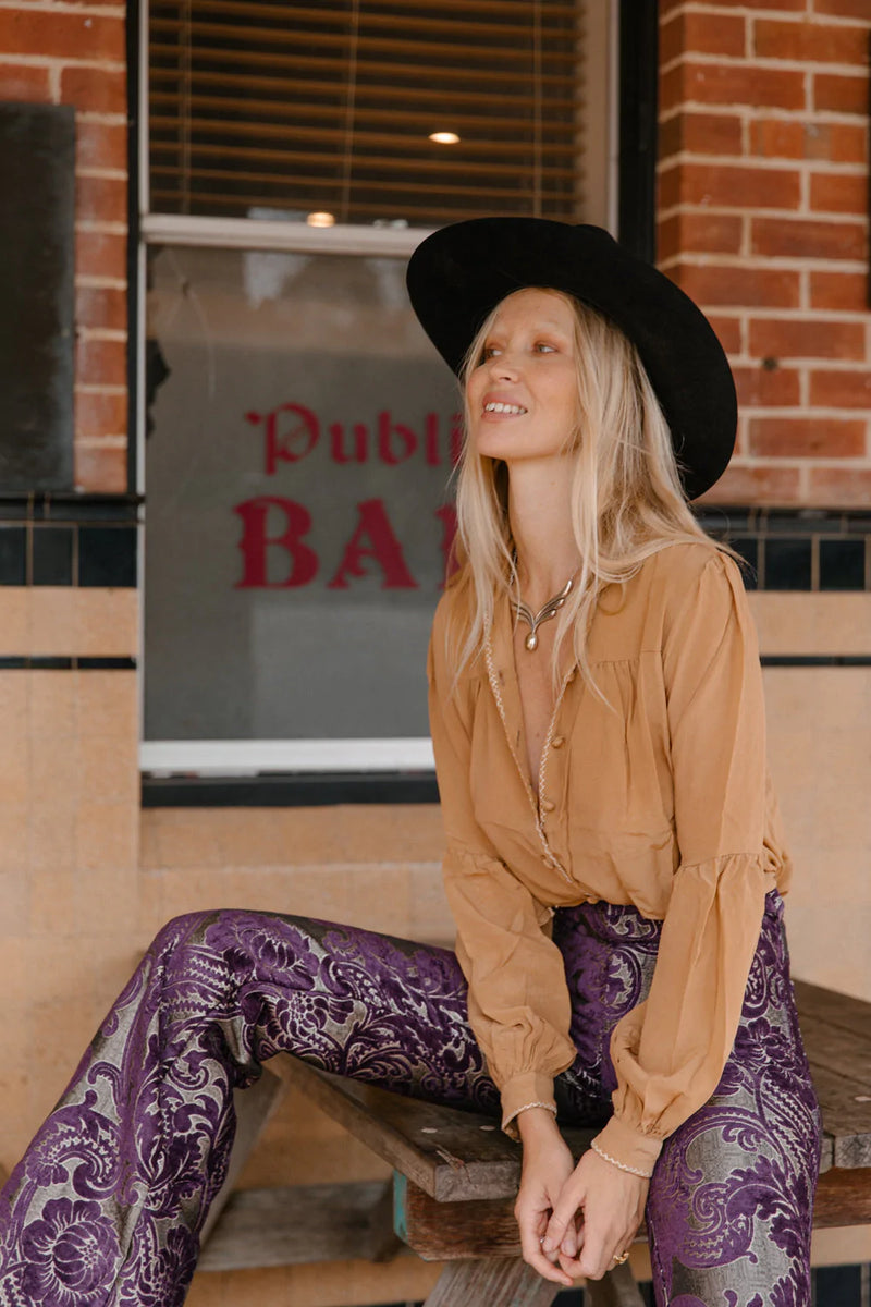 Break On Through Silk Crepe Blouse - Caramel - Chasing Unicorns