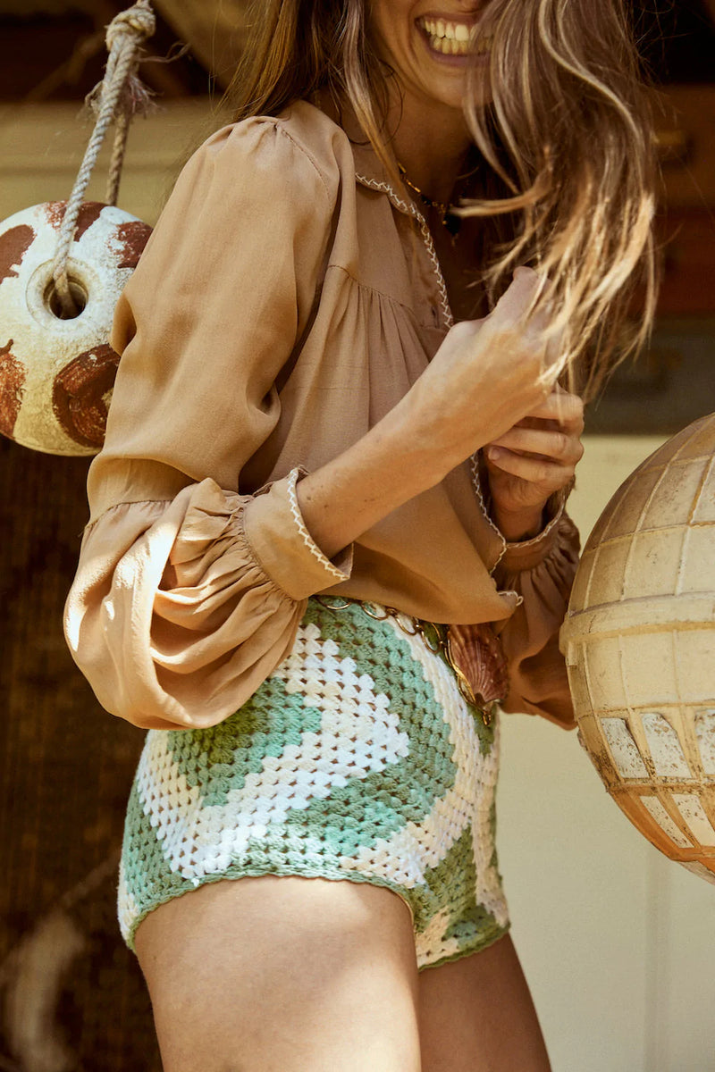 Break On Through Silk Crepe Blouse - Caramel - Chasing Unicorns