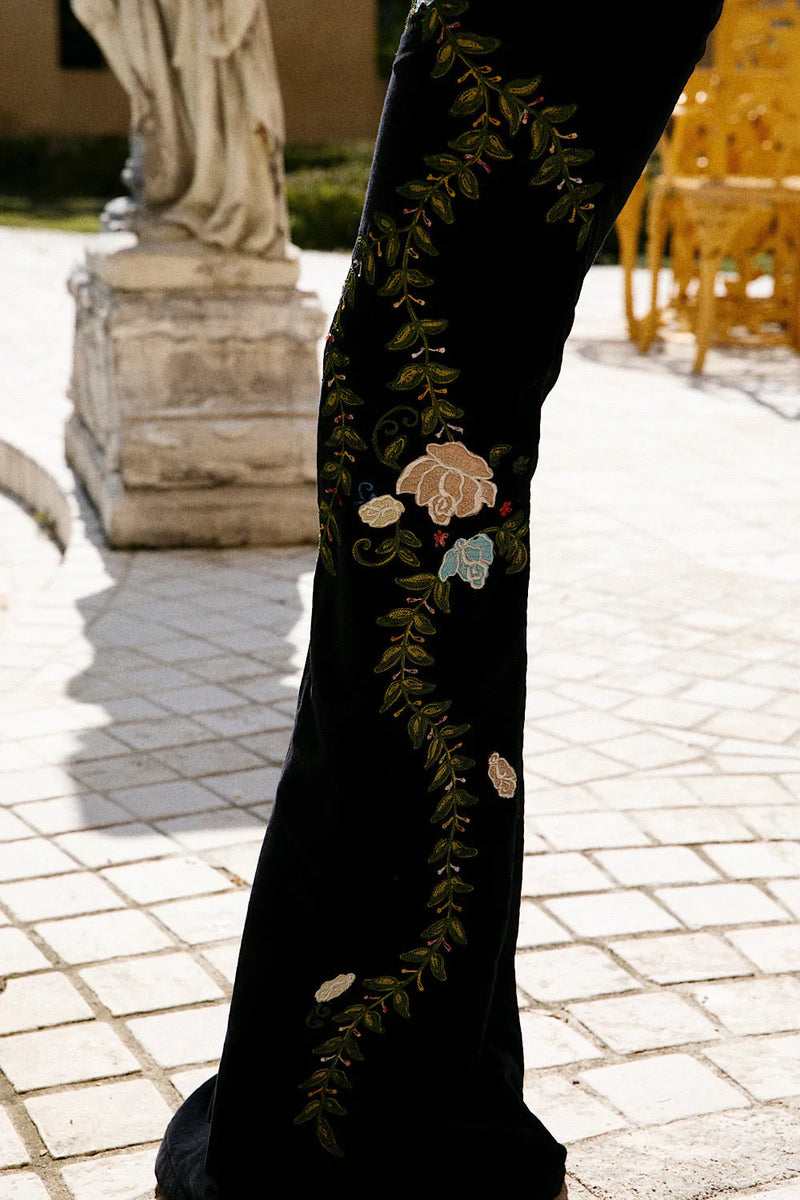 Burn It Down Velvet + Appliqué Embroidered Flares - Chasing Unicorns