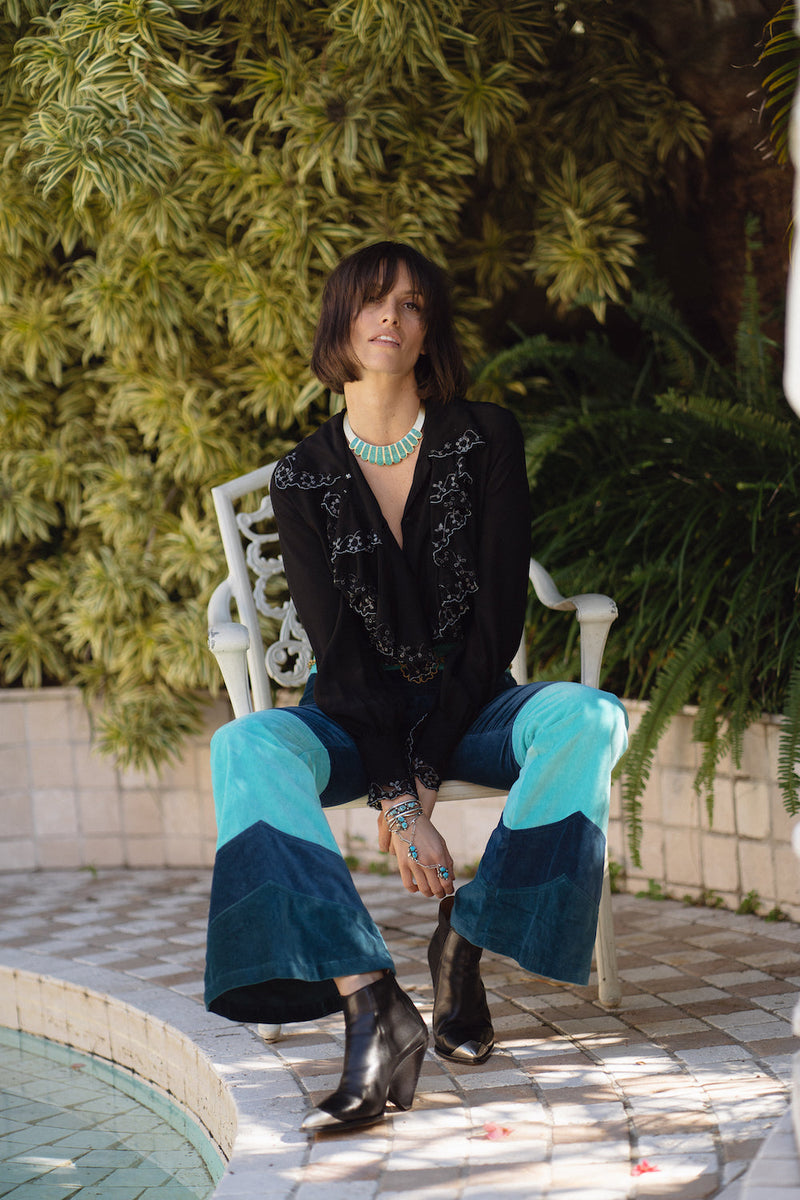 Busy Being Fabulous Silk, Lace + Beaded Blouse - Black - Chasing Unicorns