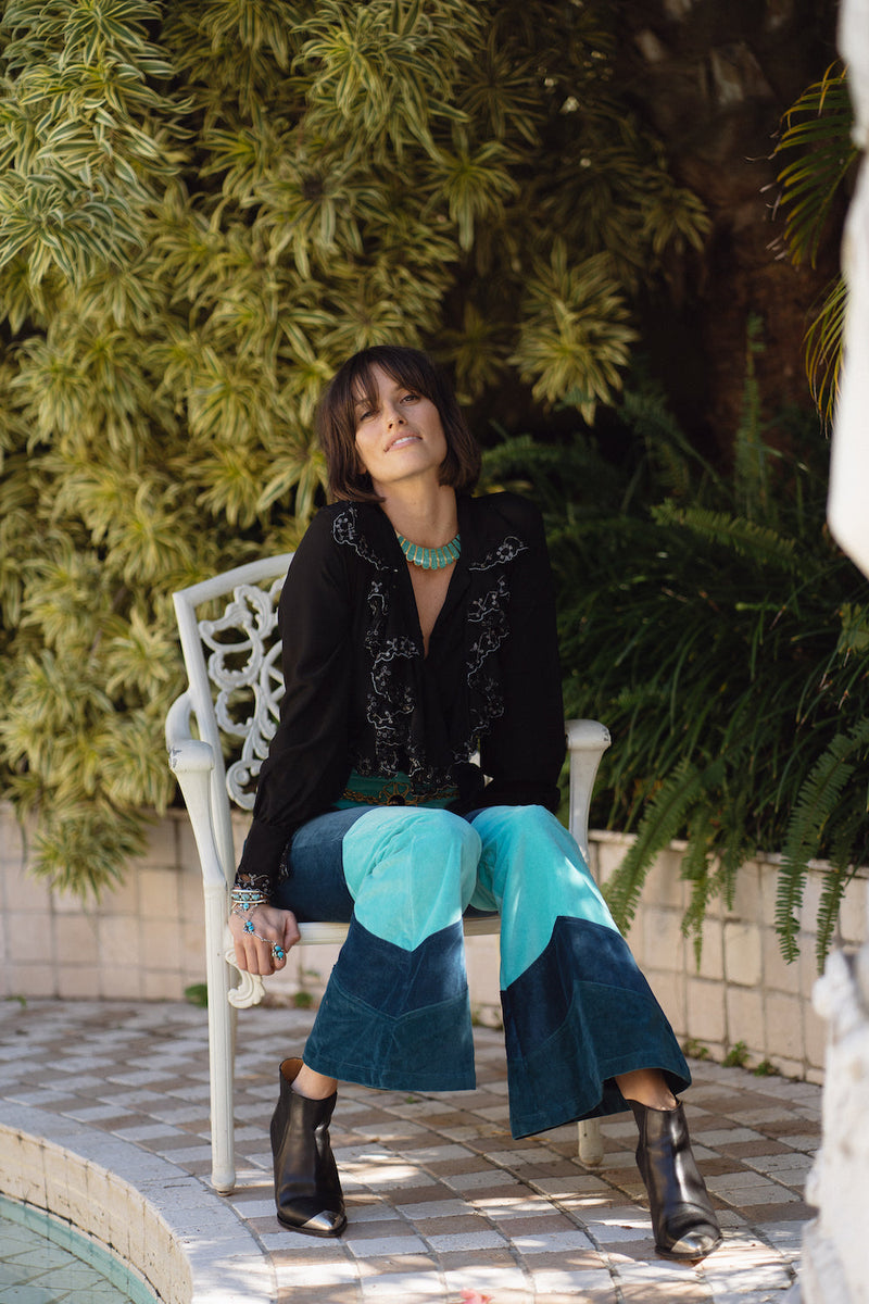 Busy Being Fabulous Silk, Lace + Beaded Blouse - Black - Chasing Unicorns