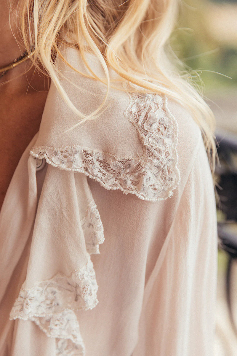 Busy Being Fabulous Silk, Lace + Beaded Blouse - Chasing Unicorns