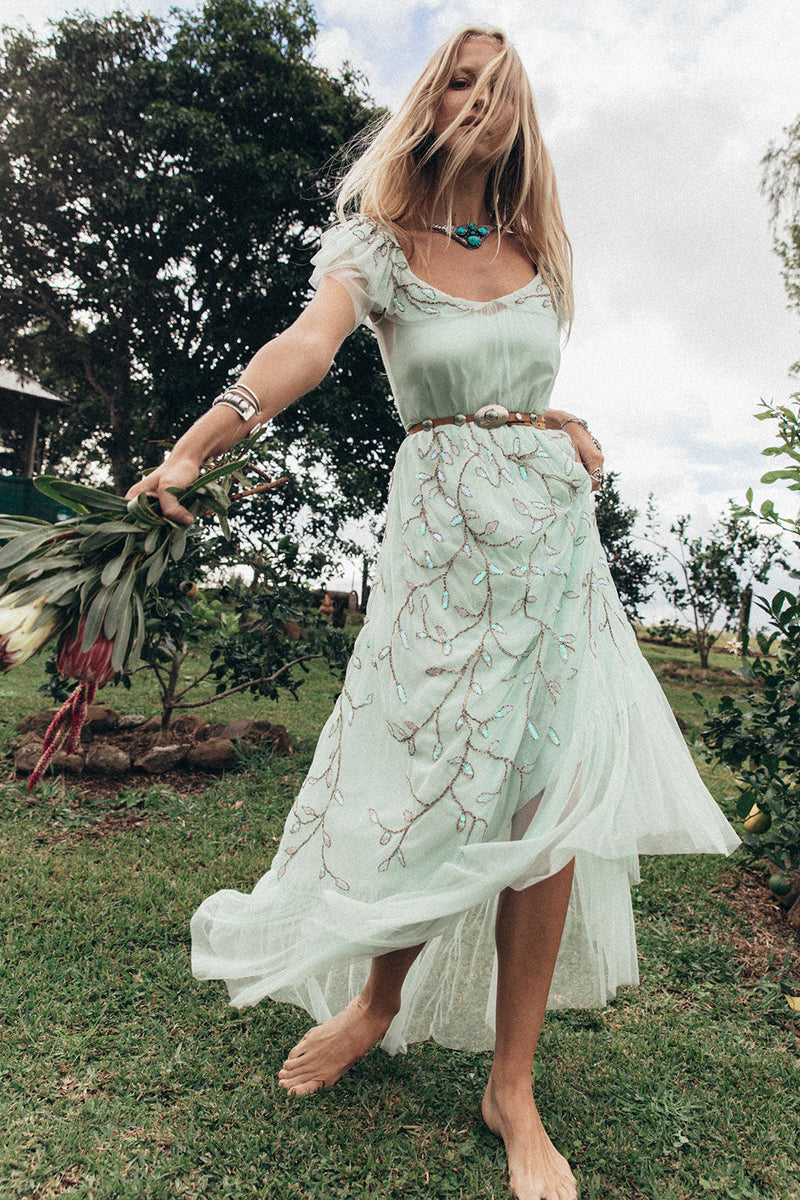 Cajun Moon Tulle + Beaded Maxi Dress - Chasing Unicorns