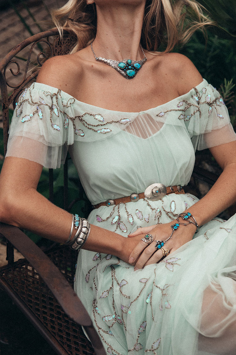 Cajun Moon Tulle + Beaded Maxi Dress - Chasing Unicorns