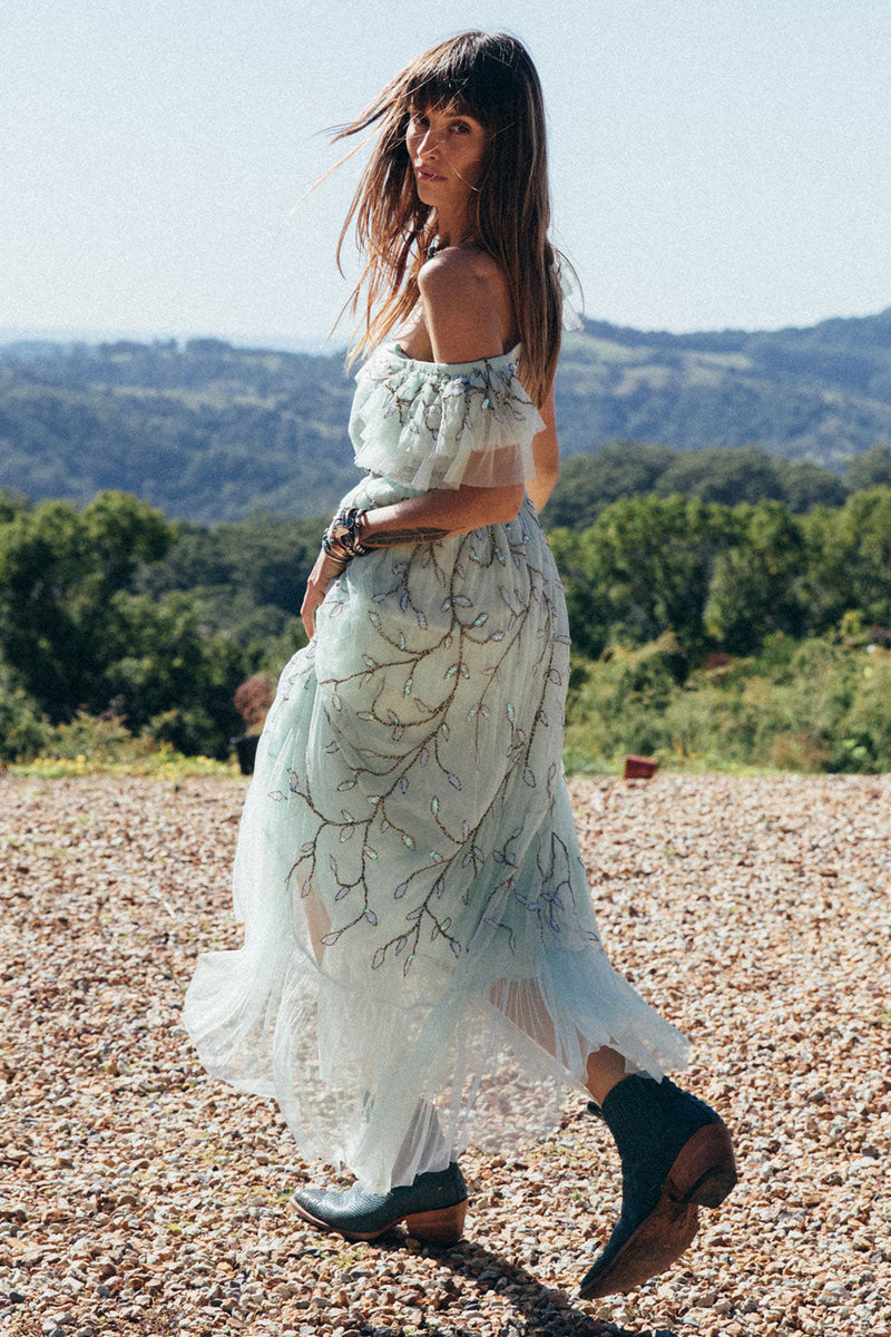 Cajun Moon Tulle + Beaded Maxi Dress - Chasing Unicorns