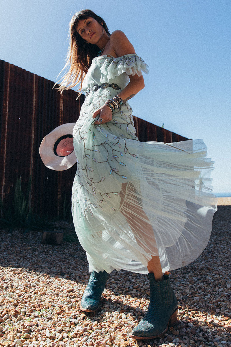 Cajun Moon Tulle + Beaded Maxi Dress - Chasing Unicorns