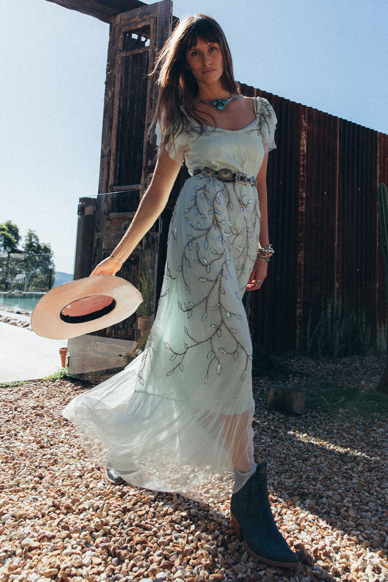 Cajun Moon Tulle + Beaded Maxi Dress - Chasing Unicorns