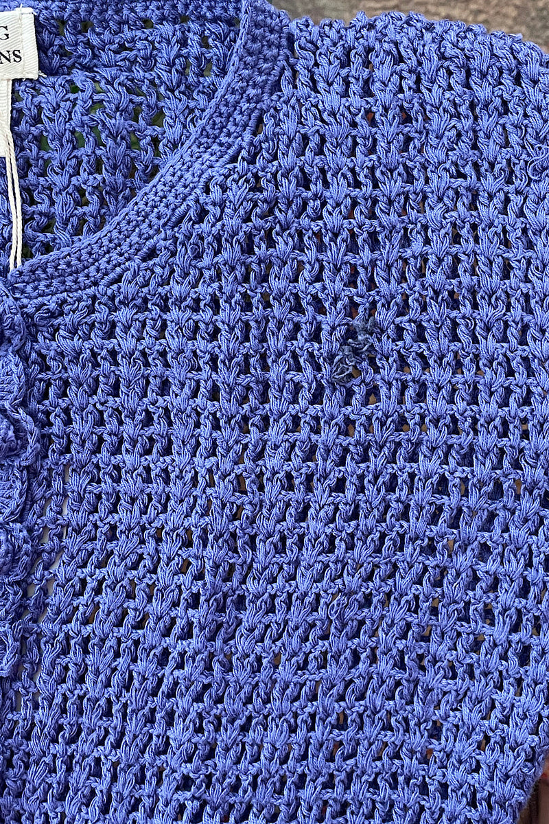 California Blue Crochet + Beaded Mini Dress - Chasing Unicorns