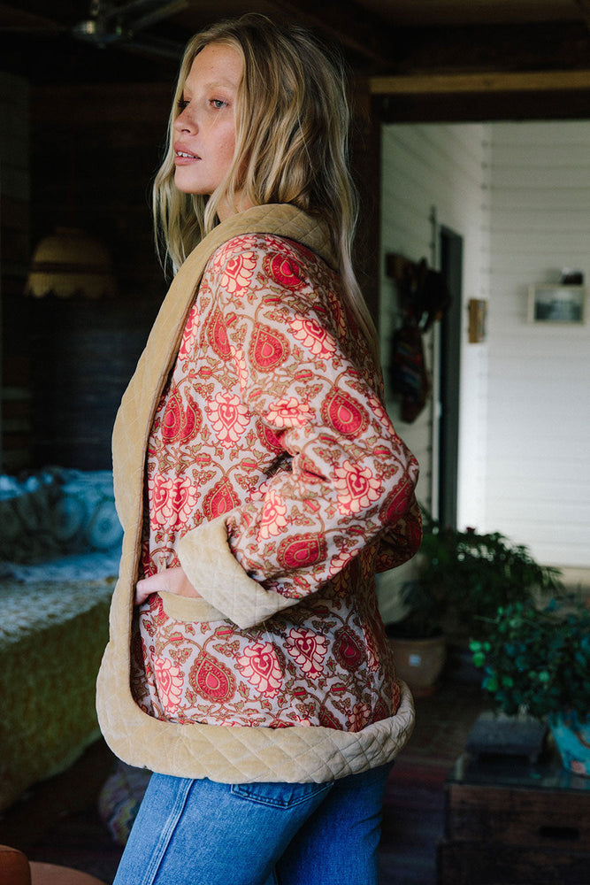 California Bound Quilted Velvet Afghan Jacket