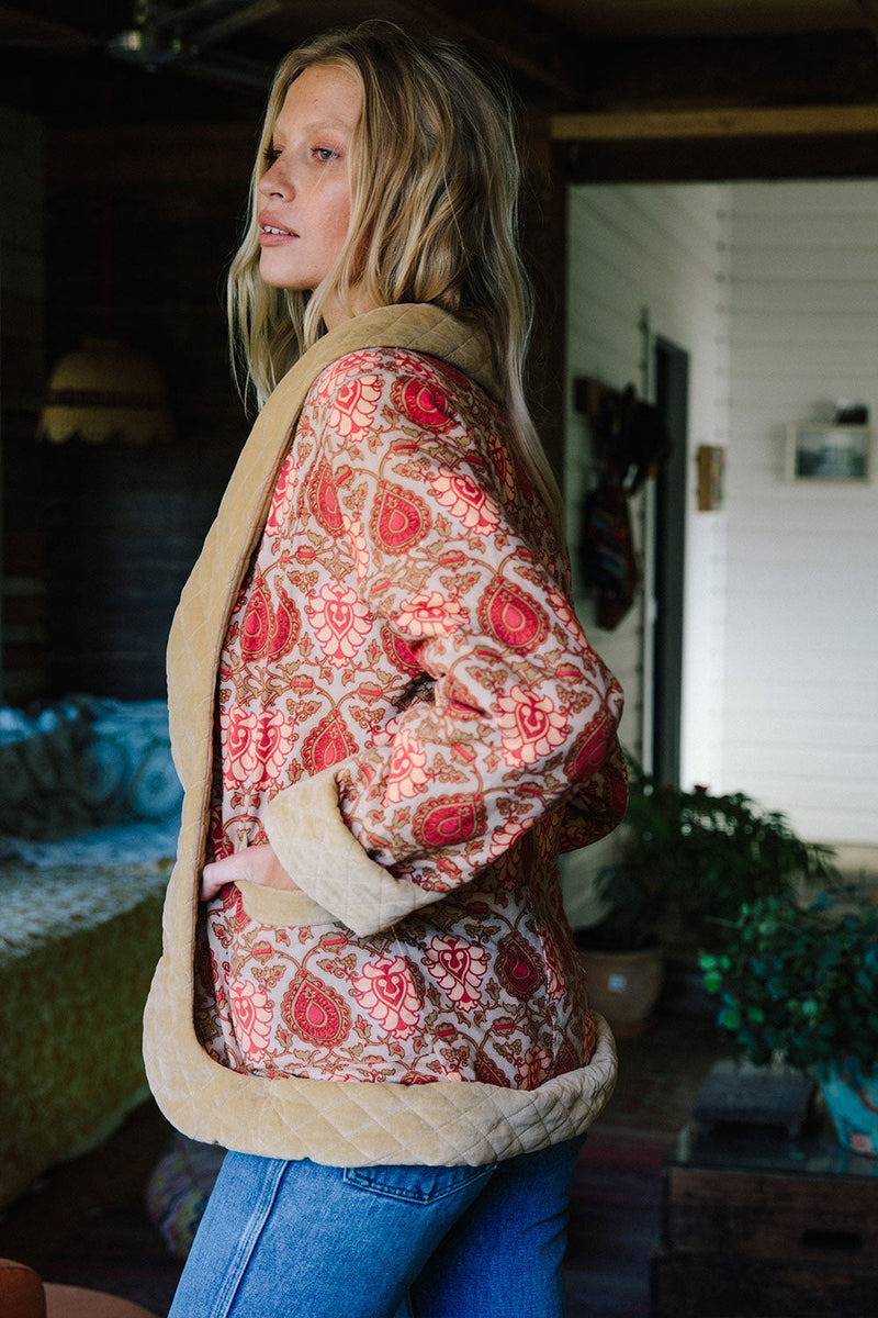 California Bound Quilted Velvet Afghan Jacket - Chasing Unicorns