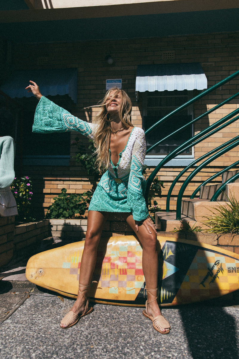 California Crochet Mini Dress - Chasing Unicorns