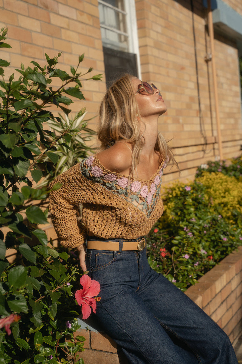 California Soul Crochet Jumper - golden meadow - Chasing Unicorns