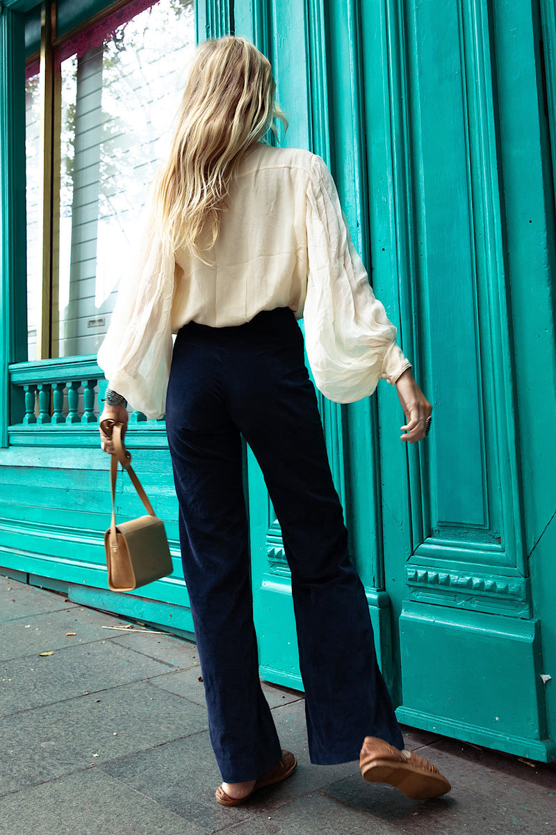 Catch A Falling Star Velvet Flares - Navy - Chasing Unicorns