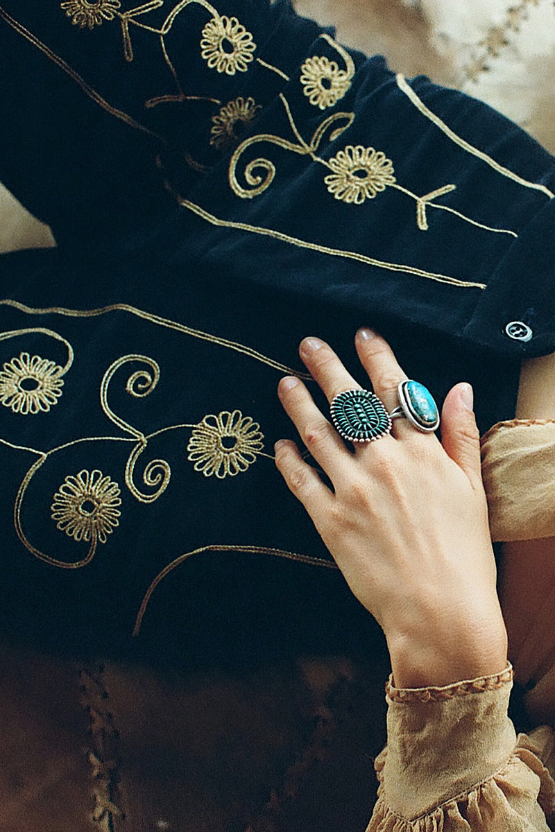 Catch A Falling Star Velvet Flares - Navy - Chasing Unicorns