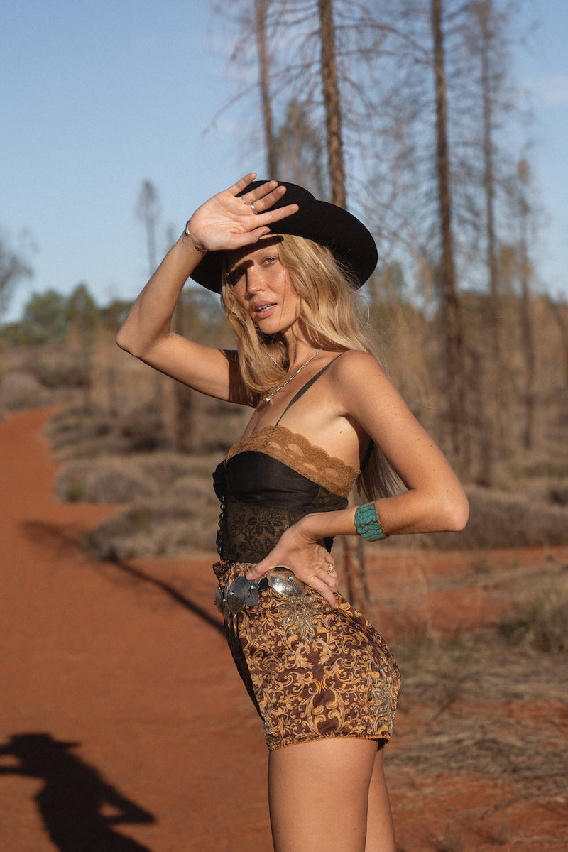 Change My Ways Silk Satin Shorts - Baroque Paisley - Chasing Unicorns