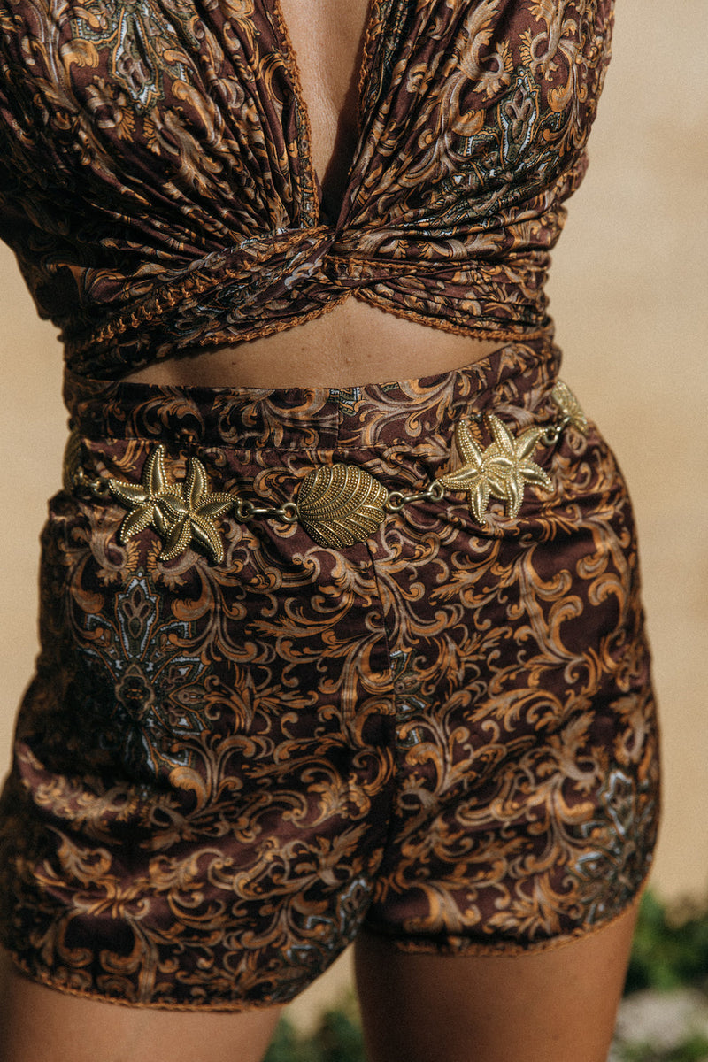 Change My Ways Silk Satin Shorts - Baroque Paisley - Chasing Unicorns