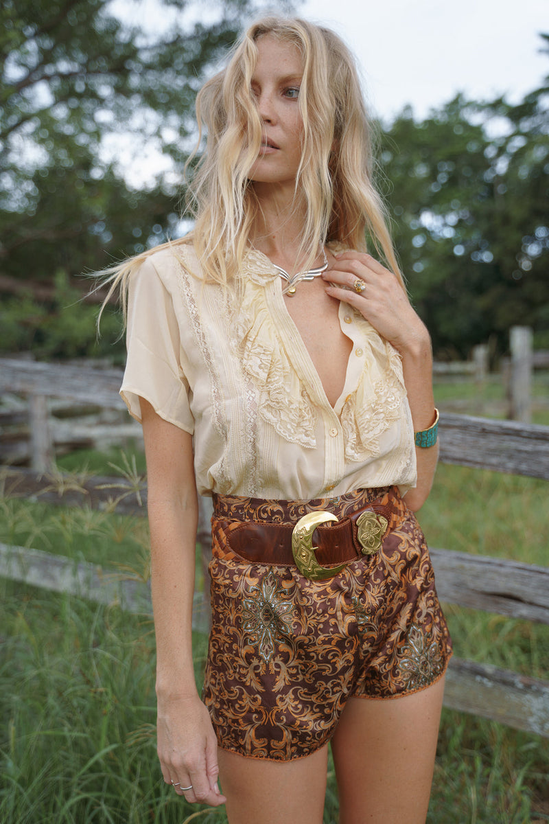 Change My Ways Silk Satin Shorts - Baroque Paisley - Chasing Unicorns