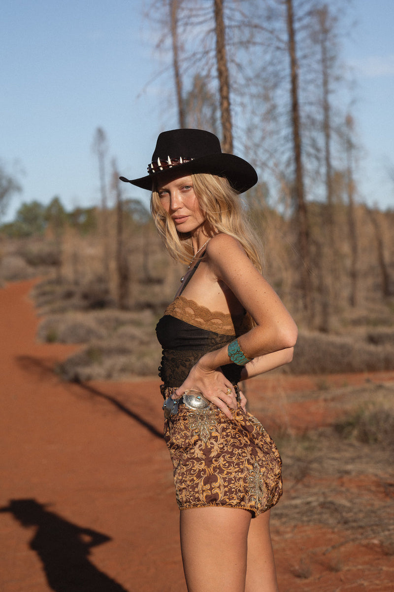 Change My Ways Silk Satin Shorts - Baroque Paisley - Chasing Unicorns