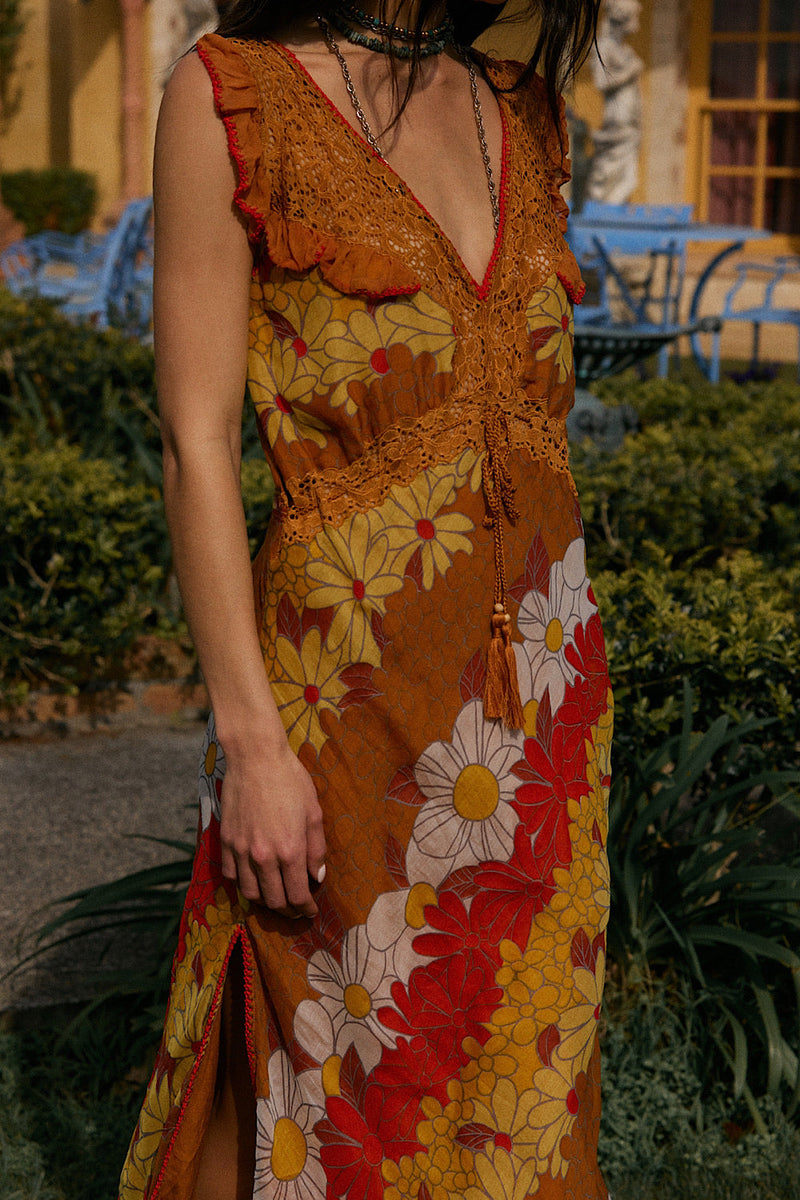 Close To Me Silk/Cotton + Lace Maxi Dress - Chasing Unicorns