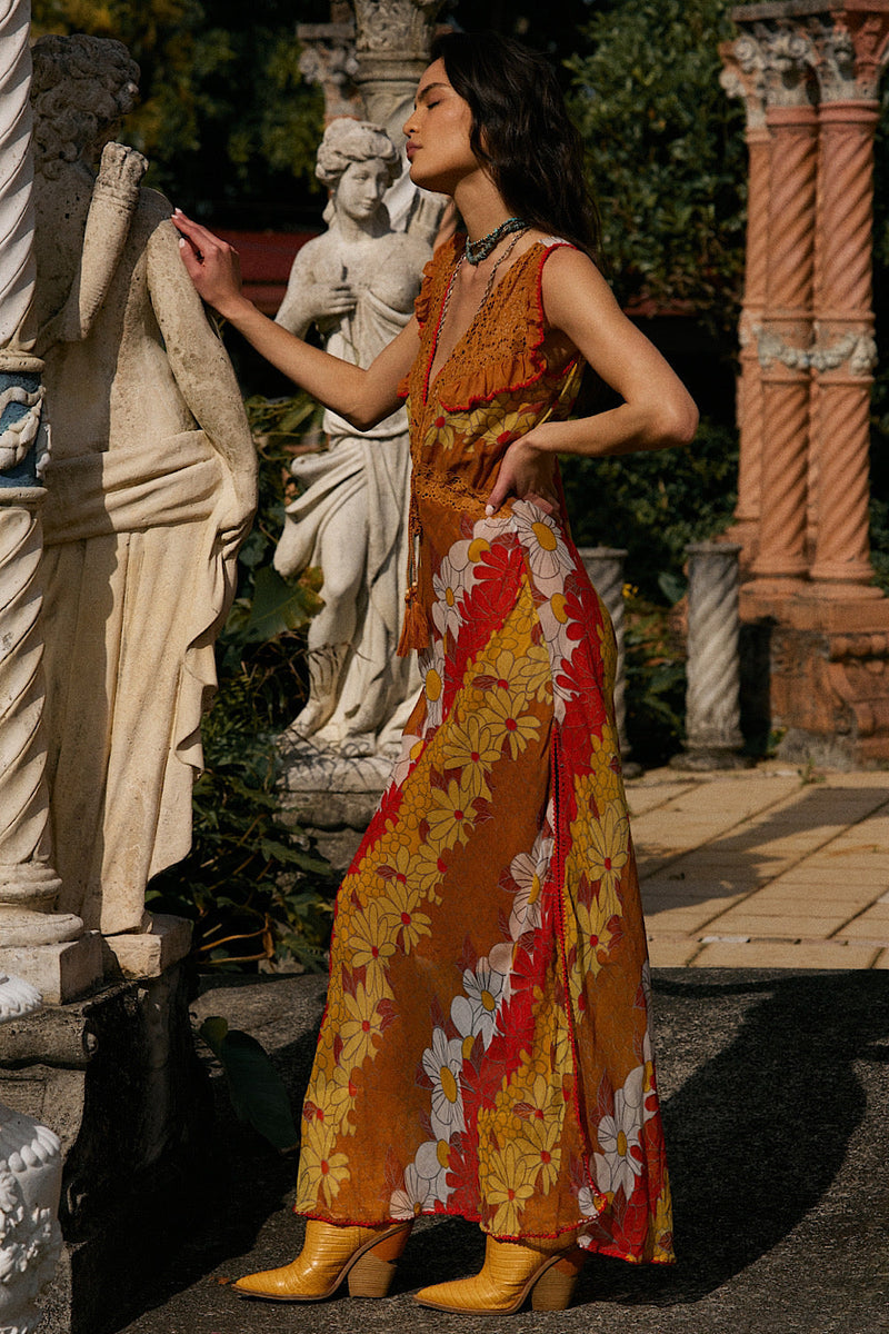 Close To Me Silk/Cotton + Lace Maxi Dress - Chasing Unicorns