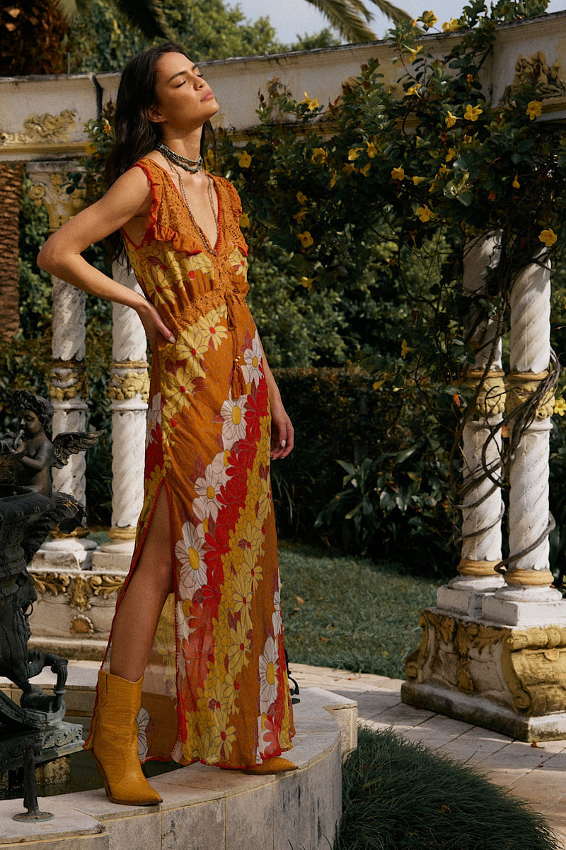 Close To Me Silk/Cotton + Lace Maxi Dress - Chasing Unicorns