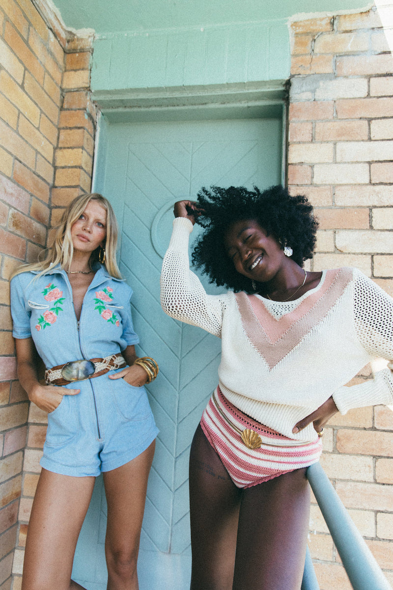 Colorado Girl Denim And Embroidered Short Boiler Suit - Chasing Unicorns