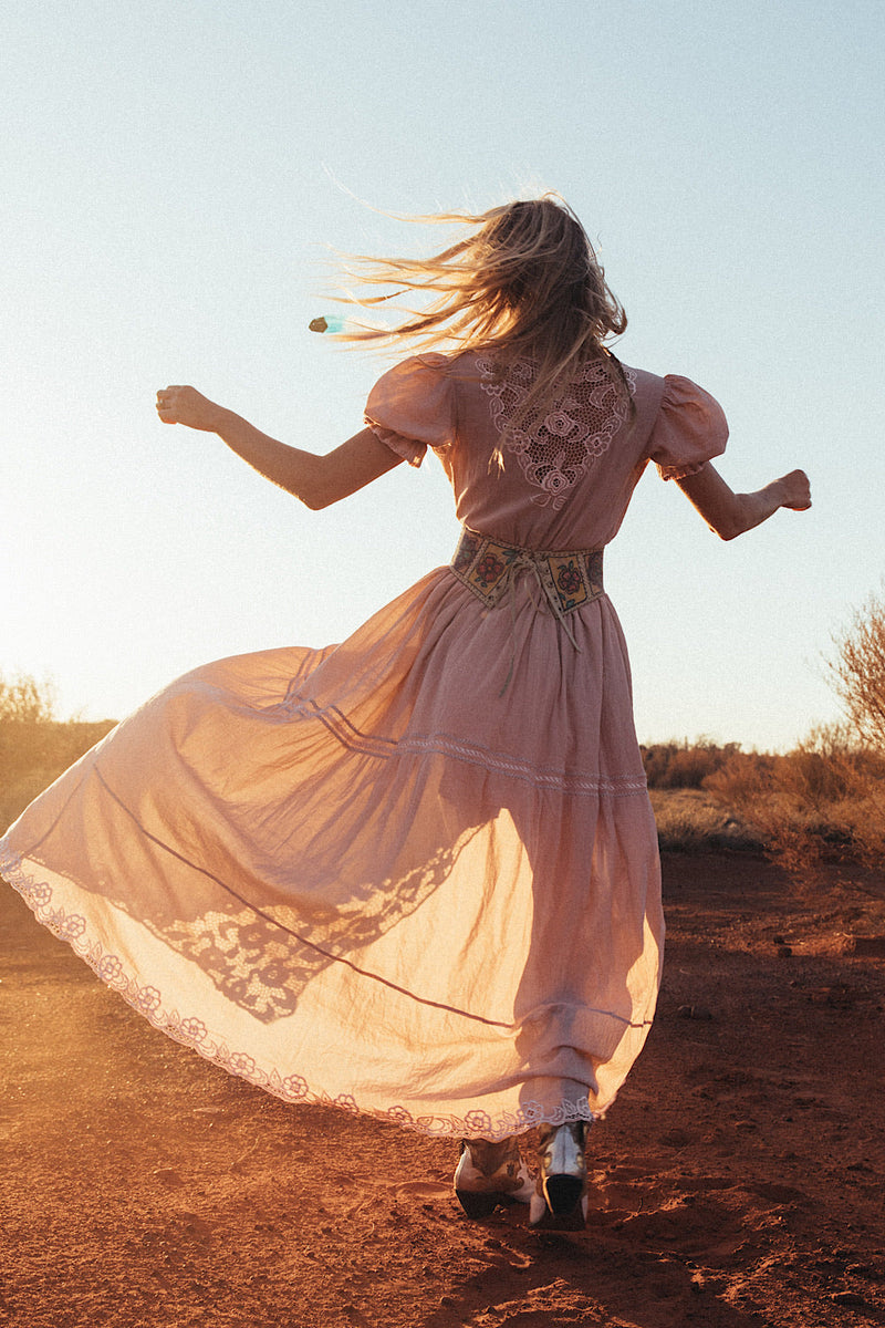 Come Together Cutwork Embroidered Maxi Dress - Dusty Rose - Chasing Unicorns