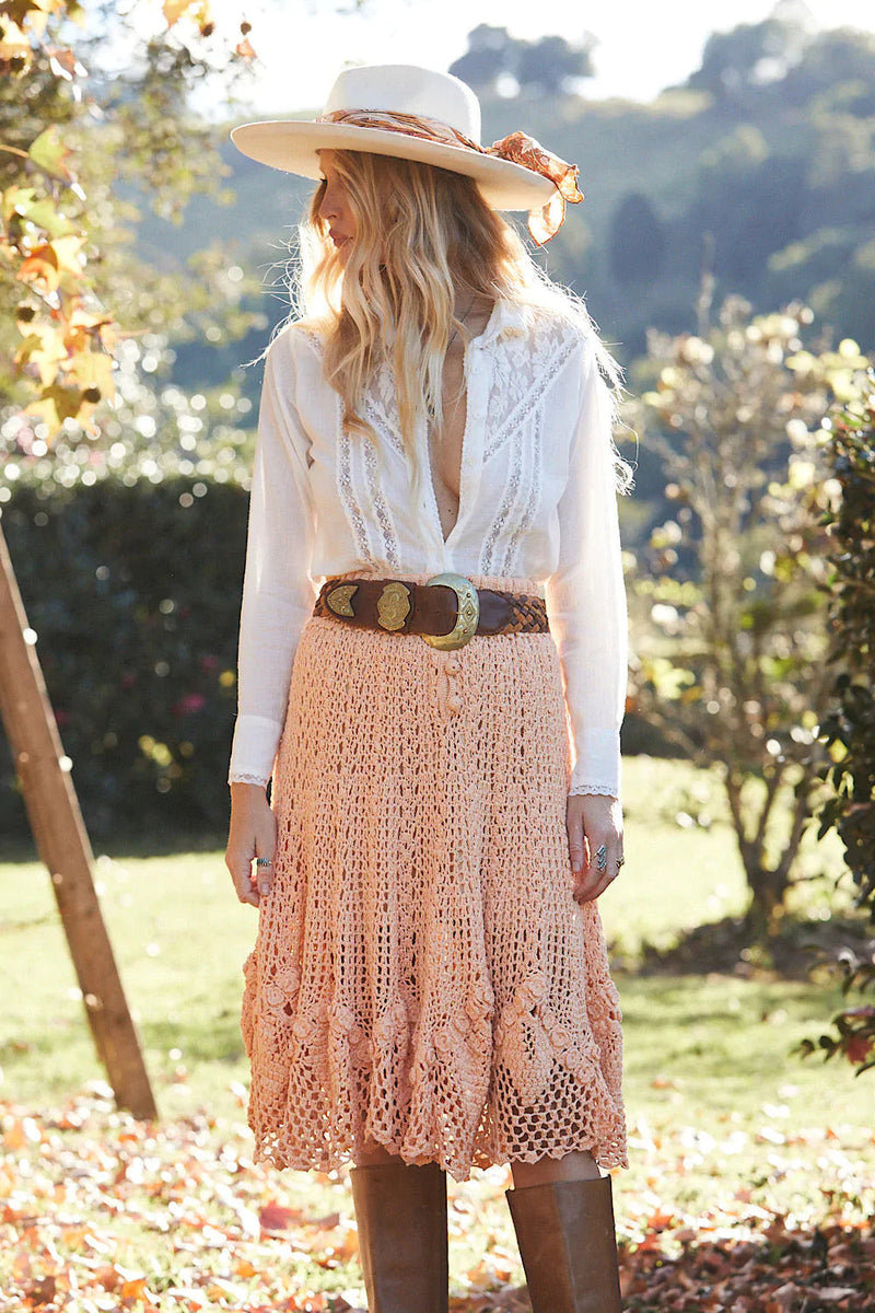 Cool Change Crochet Skirt - Cantaloupe - Chasing Unicorns