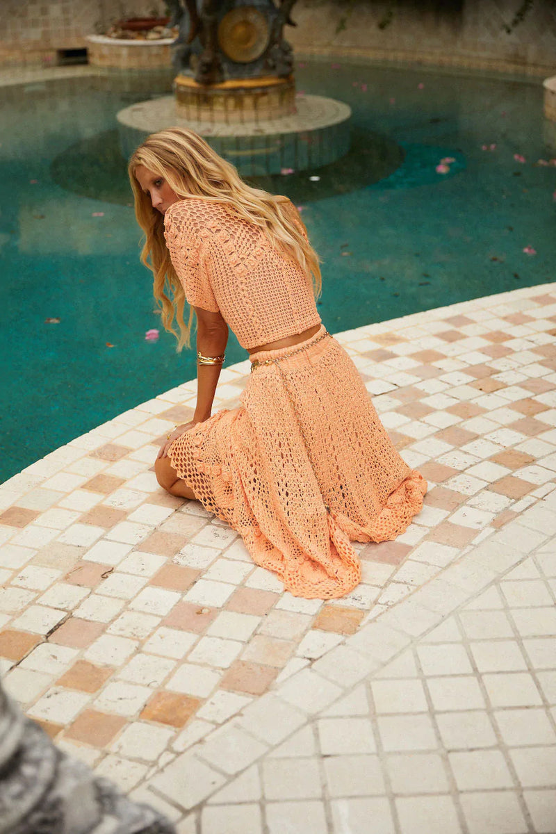 Cool Change Crochet Skirt - Cantaloupe - Chasing Unicorns
