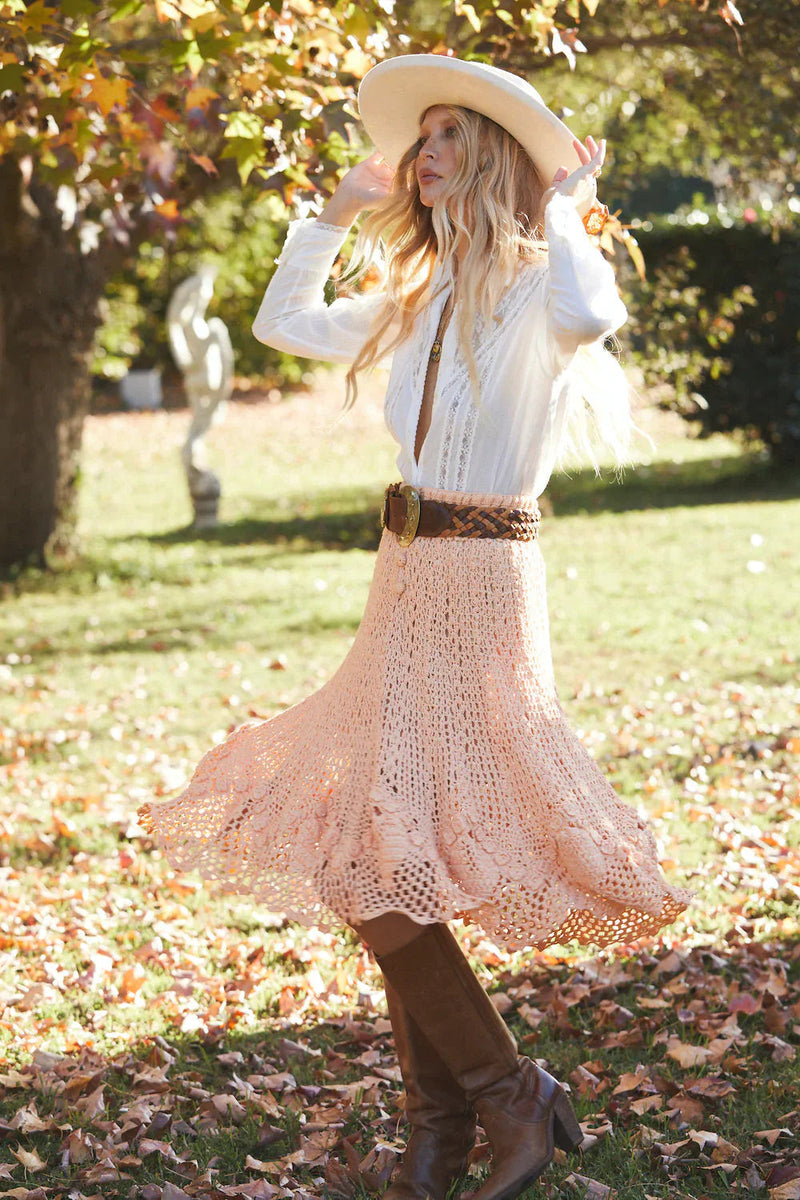 Cool Change Crochet Skirt - Cantaloupe - Chasing Unicorns